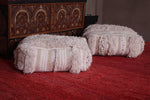 Two handmade berber moroccan rug ottoman poufs