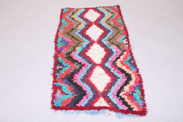 Handmade boucherouite Vintage carpet 2.2 FT X 5.5 FT