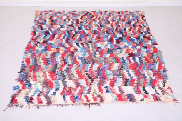 Moroccan colorful boucherouite berber carpet 4.5 FT X 6 FT