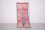 Runner handmade vintage Moroccan rug 3 FT X 7.5 FT