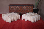 Two handmade flatwoven berber rug poufs ottoman