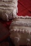 Two handmade flatwoven berber rug poufs ottoman