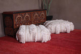 Two flatwoven berber handmade old rug poufs