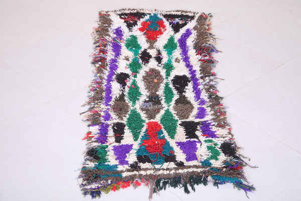 Berber handmade boucherouite Moroccan Rug 2.2 FT X 5.3 FT