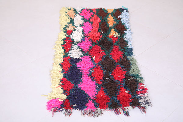 Vintage colorful boucherouite Moroccan 2.2 FT X 5.3 FT