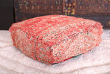 Moroccan azilal old rug handmade kilim berber pouf