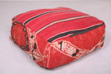 Berber handmade woven kilim red rug pouf
