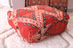 Berber handmade woven kilim red rug pouf