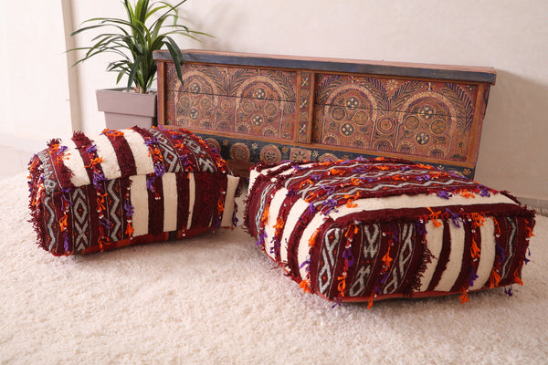 Two Moroccan handmade Kilim berber Poufs