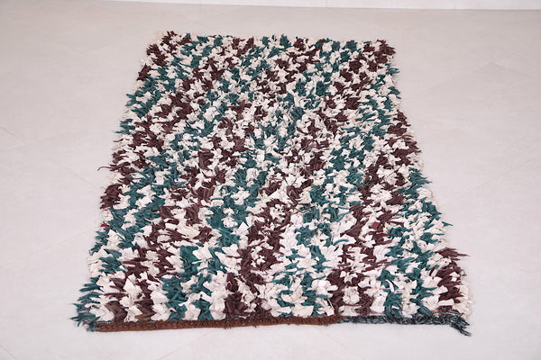 Hand-Knotted Boucherouite Moroccan Rug – 3.1 FT X 6.6 FT | Eco-Friendly Recycled Fabric Design