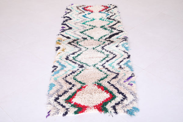 Handmade vintage Moroccan boucherouite Rug 2.3 FT X 6.5 FT