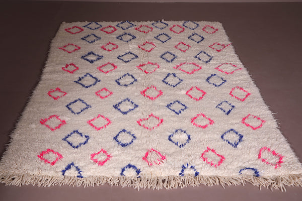 Handmade Moroccan azilal carpet - 4.7 FT X 7.1 FT | Diamond pattern berber rug