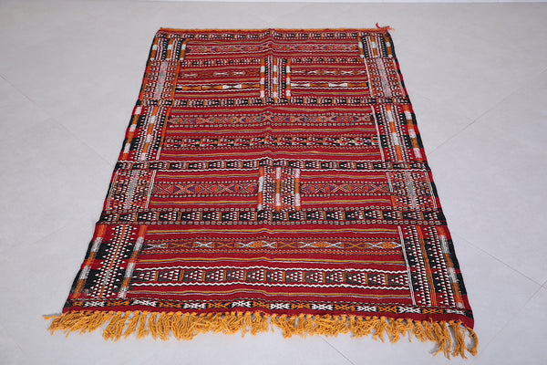 Vintage Moroccan rug - Handwoven 3.7 FT X 5.6 FT | Authentic berber carpet