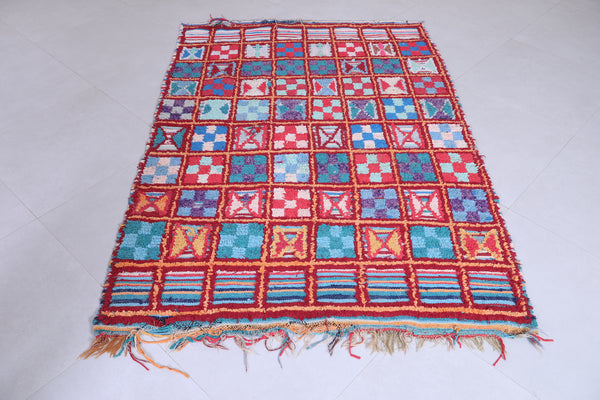 Moroccan rug 4.4 FT X 6.3 FT | Handwoven wool with tribal patterns