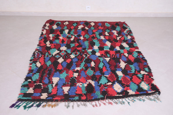 Colorful Moroccan boucherouite carpet - 4.5 FT X 7 FT | Handcrafted eco-Friendly decor