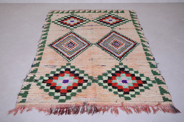 Vintage Colorful Handmade Moroccan Rug | 4.8 x 6.4 ft | Unique Geometric Design
