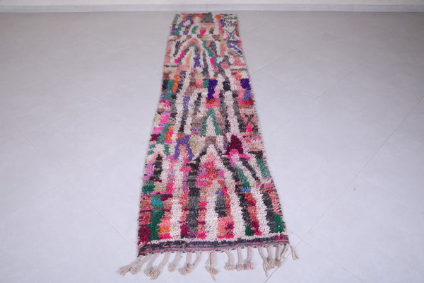Colorful handmade Moroccan runner rug | 2.3 x 10.2 ft | Vibrant bohemian hallway carpet