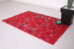 Red kilim rug 3.4 FT X 4.8 FT