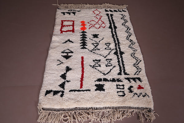 Beni Ourain colorful carpet moroccan, 3 FT X 4.9 FT