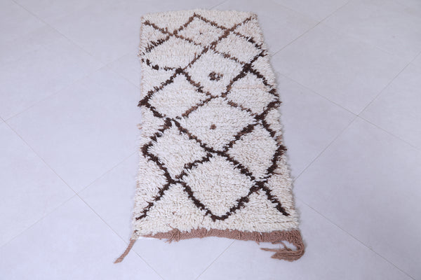 Moroccan runner rug – Diamond pattern in ivory & brown 2.2 x 5.3 FT