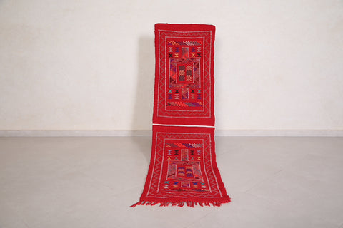 Red runner berber Moroccan handmade rug - 1.8 FT X 6.5 FT