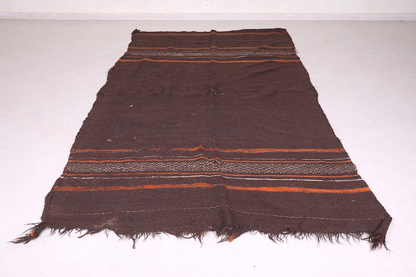 Brown flatwoven moroccan berber rug - 5.3 FT X 9.8 FT