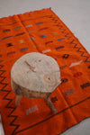 orange flat woven Moroccan carpet 3.2 FT X 4.7 FT