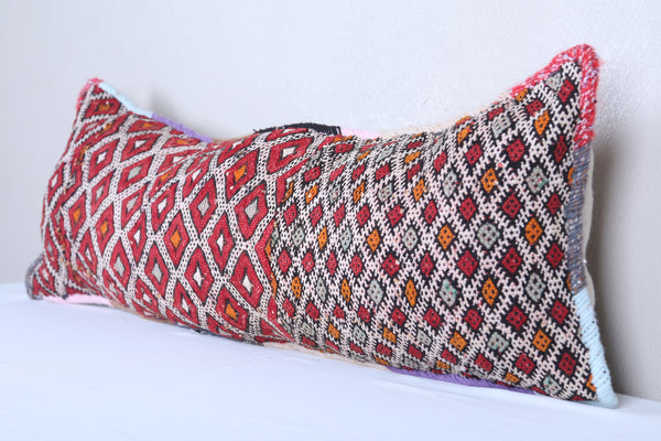Vintage moroccan handwoven kilim pillow 12.9 INCHES X 37.4 INCHES