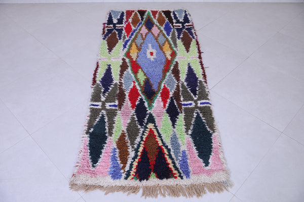 Colorful Moroccan runner rug – Unique geometric design 2.9 x 6.8 FT