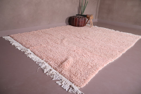 Handmade custom Moroccan carpet - Soft pink wool design