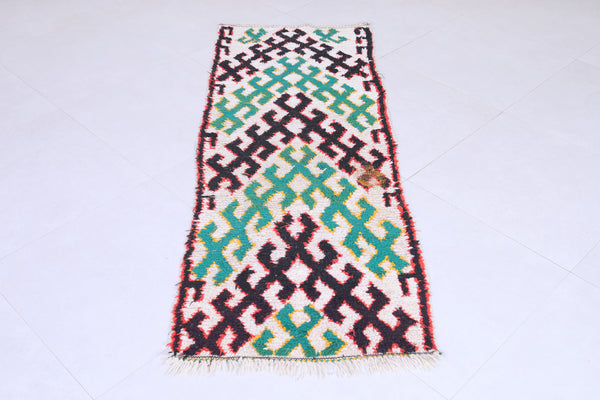 Moroccan runner rug – Handwoven tribal geometric design 2.2 x 6.1 FT