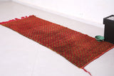 Red runner handmade Moroccan carpet - 2.7 FT X 6.6 FT
