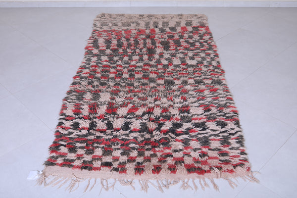 Vintage Moroccan rug - 4.1 FT X 8.3 FT, bold checkered handmade design