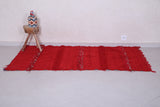 Red vintage handmade moroccan kilim 73.6 FT X 6.3 FT