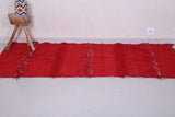 Red vintage handmade moroccan kilim 73.6 FT X 6.3 FT