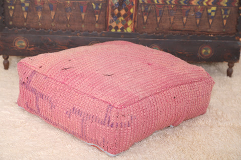 Moroccan handmade kilim pink rug pouf