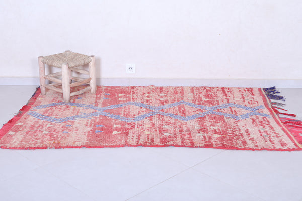 Vintage Moroccan rug - 4 FT X 6.3 FT, handwoven bohemian design