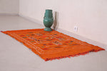 Orange berber Moroccan handwoven rug , 3 FT X 4.9 FT