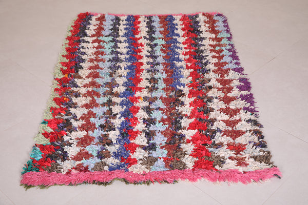 Colorful berber handmade Moroccan rug - 3.7 FT X 5.3 FT