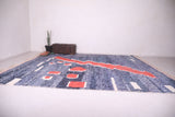 Hand knotted Moroccan blue and red rug 11.7 FT X 14.4 FT