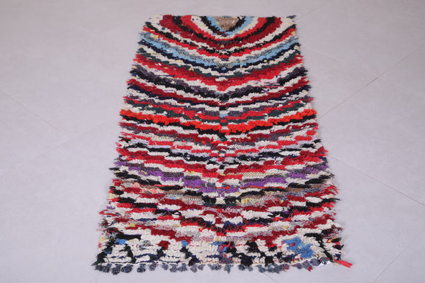Colorful handmade berber Moroccan carpet - 2.5 FT X 5.4 FT