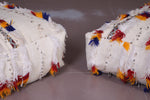 Two berber moroccan handwoven kilim rug poufs