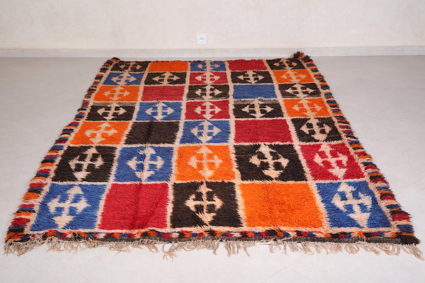 Rainbow colors Moroccan rug | 5.5 x 9.2 ft | Vibrant handmade carpet