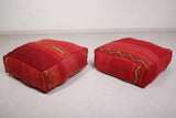 Two Moroccan handmade berber red azilal rug Poufs