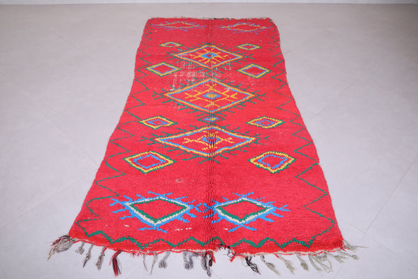 Moroccan boho chic red runner rug | 3.6 x 7.8 FT