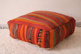 Red handmade moroccan berber rug pouf