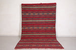 Large flat handwoven berber carpet 5.9 FT X 10.2 FT