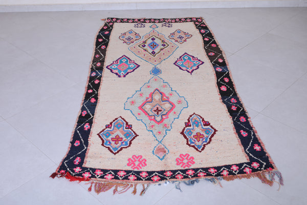 Vintage handmade Moroccan berber rug – 3.7 x 7.3 ft | Unique bohemian tribal carpet