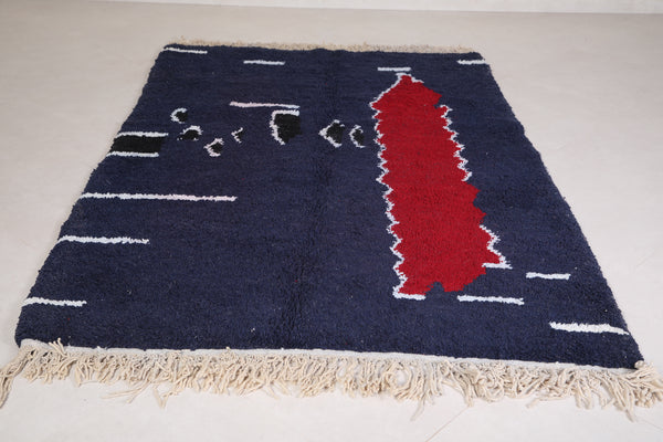 Custom handmade Moroccan azilal rug - 5.2 FT X 8 FT | Bold abstract design