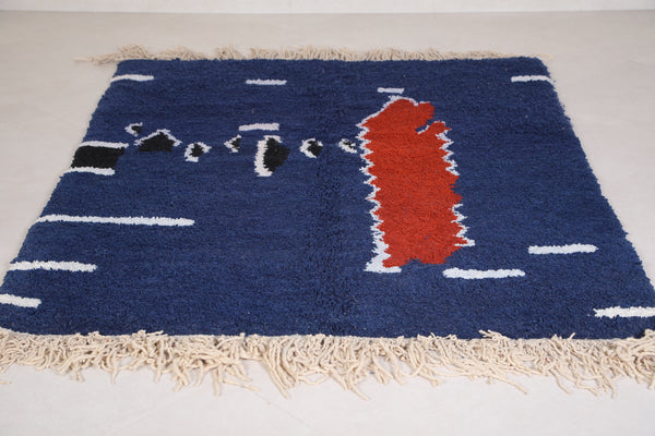Knotted azilal Moroccan handmade rug – 4.9 x 6.4 ft | Bold abstract wool design